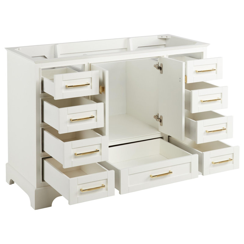 Armoire de meuble-lavabo simple autoportante Quen, Blanc doux