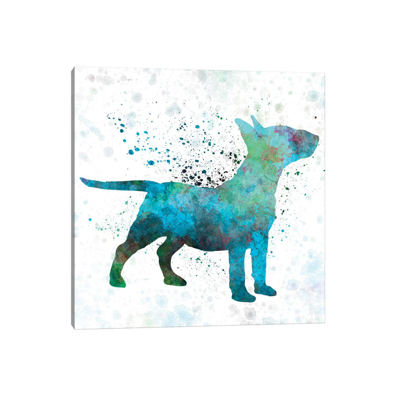 Miniature Bull Terrier In Watercolour by Paul Rommer - Wrapped Canvas Painting, 66.04cm H x 66.04cm W x 1.91cm D