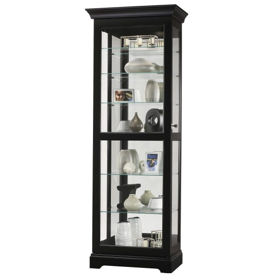 Lighted Curio Cabinet, Black Satin