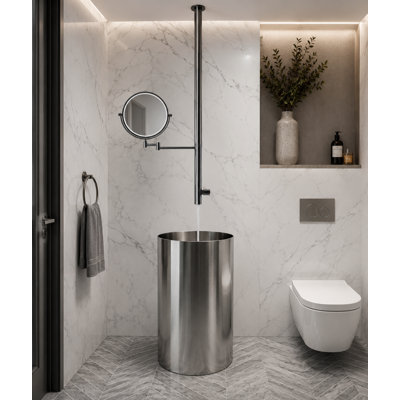 Narciso-grey Gun Pearl Ceiling Mounted With Mirror Faucet