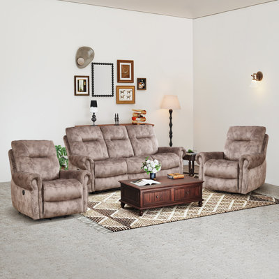 3-Piece Reclining Living Room Set With Dual Power Lift Chairs And Manual Sofa