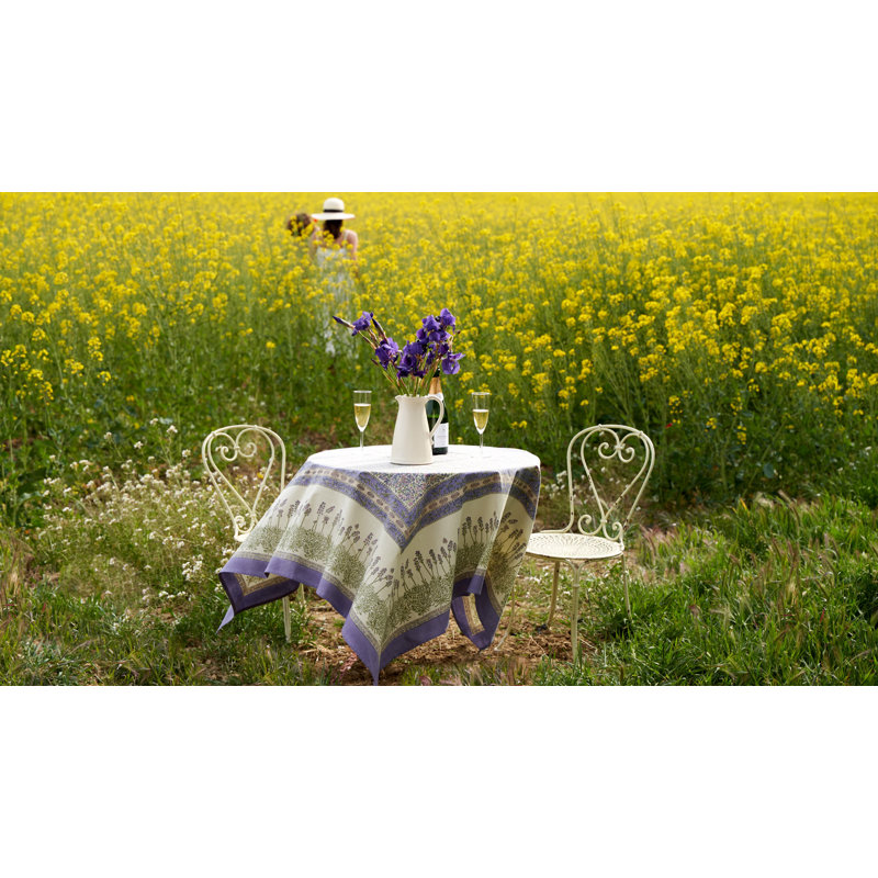 Lavender Handmade Floral Tablecloth, 59" W x 59" L