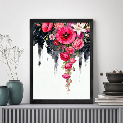 Art mural noir, nature morte et floral gothique, impression de cadre fantaisiste foncé rétro