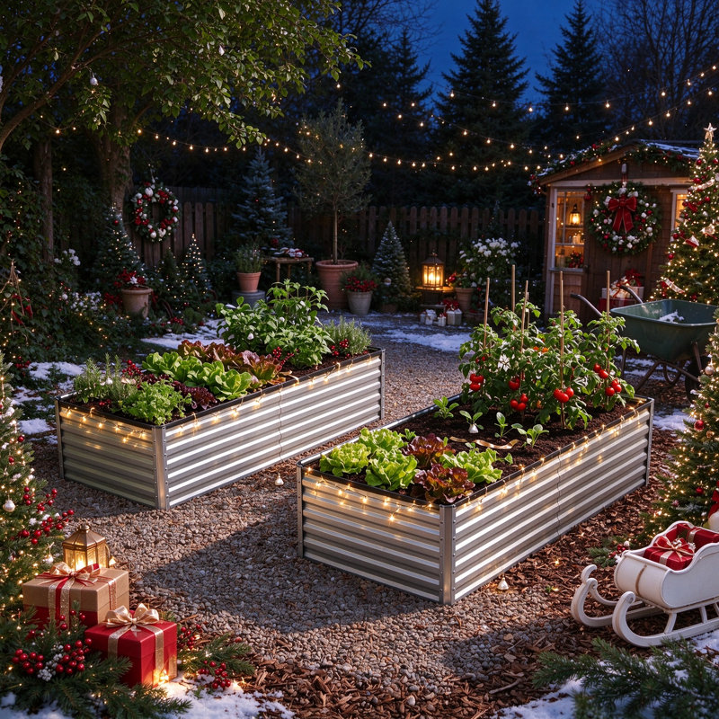 Metal Outdoor Raised Garden Bed, 18" H x 96" W x 48" D