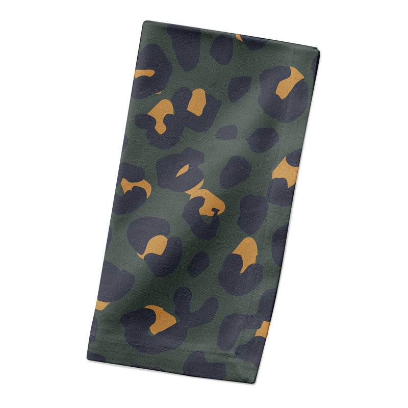 Draycen Cotton Animal Print Square Napkin, Green/Beige