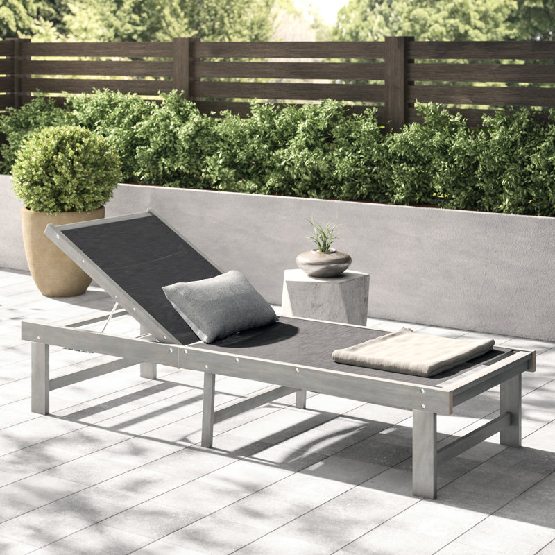 Sparkman Outdoor Acacia Wood Chaise Lounge, Ash Gray