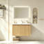 Meuble-lavabo suspendu double vasque de 122 cm (48 po) avec rangement dissimulé et armoire sous-vasque contemporaine, chêne jaune-789063267-789063271