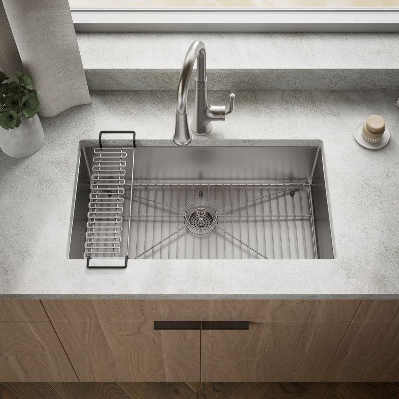 Strive 32" L x 18.25" W Undermount Single Bowl Kitchen Sink with Basin Rack