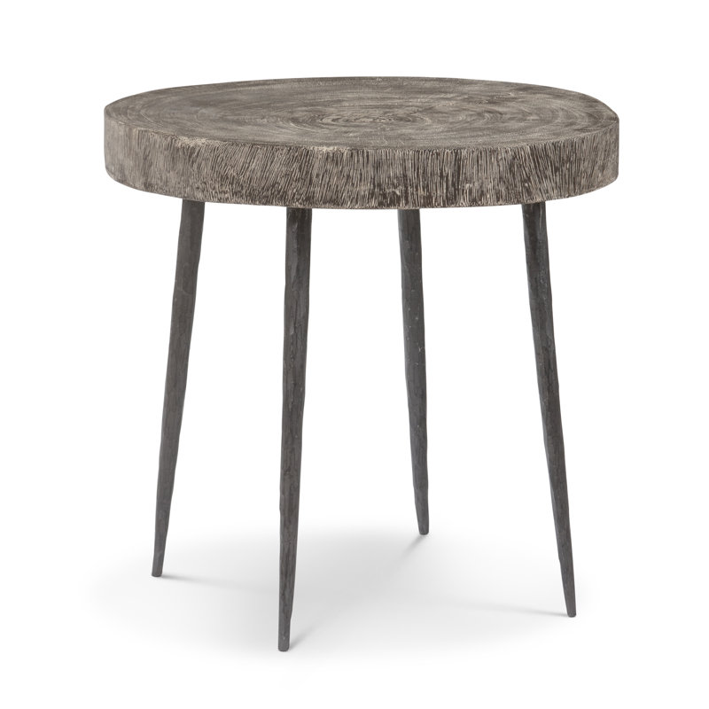Crosscut Solid Wood 3 Legs End Table