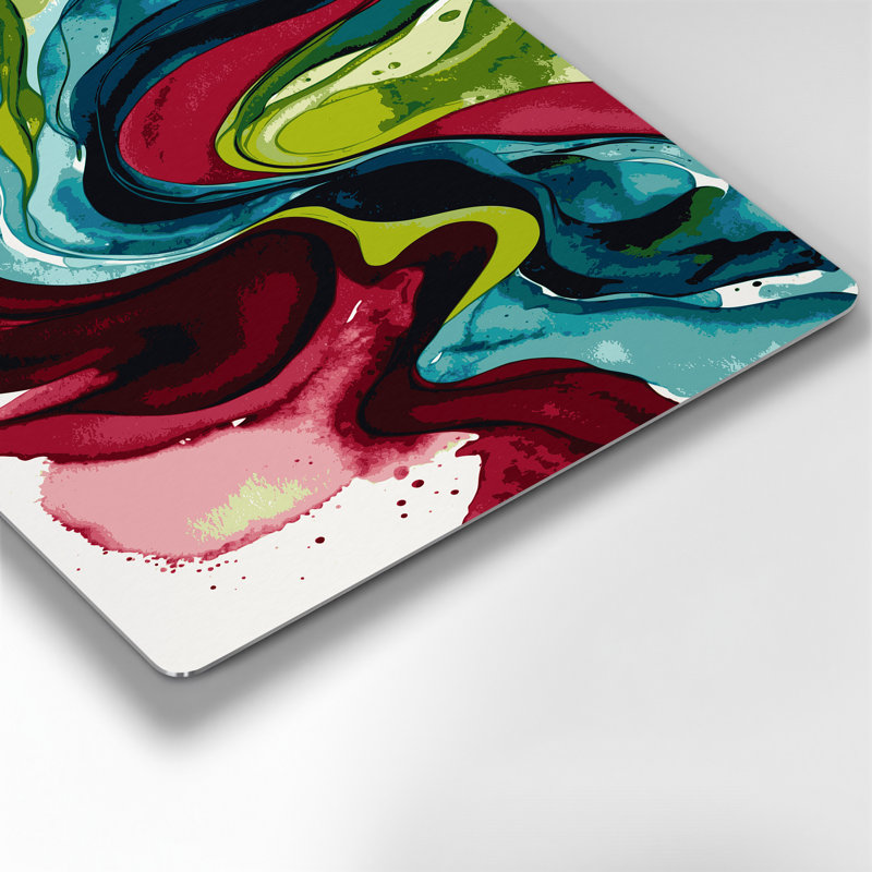Aquarelle abstraite, art mural en métal rouge 73, H 20 po x l 16 po