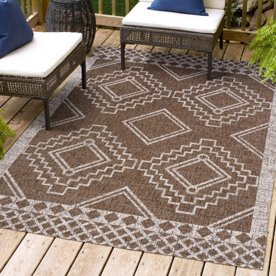 Winfield Diamond Tribal Medallion Brown/Beige Indoor/Outdoor Rug