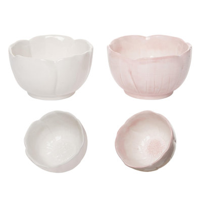 Transpac Dolomite 4 in. Spring Hibiscus Ramekin Set of 2