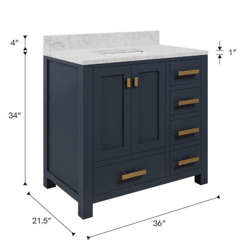 Ensemble de meuble-lavabo simple 36 po Steve, Bleu monarque