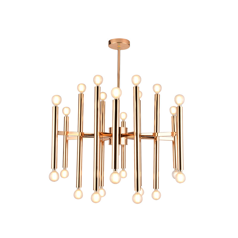Lustre moderne 24 lumières Melrose, luminaire rond en métal de 29 po, hauteur réglable, plafonnier incliné compatible, ampoule E12 incluse, fixation au plafond
