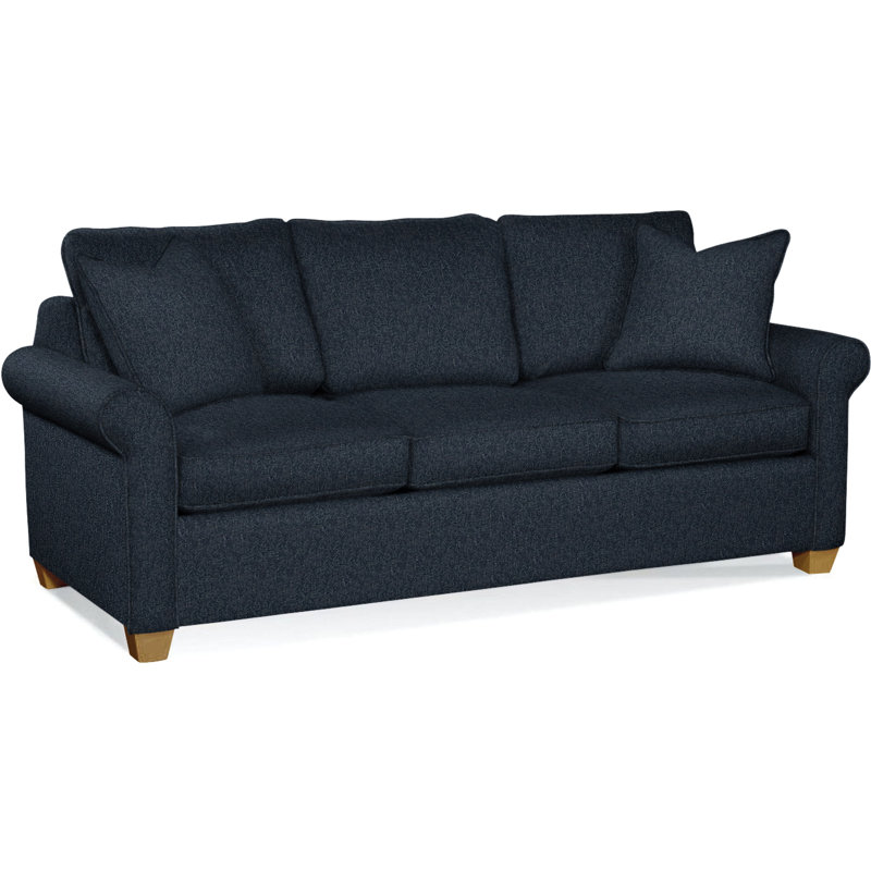 Park Lane Upholstered 81'' Sofa, Honey Finish, Navy Crypton Performance; 0822-61