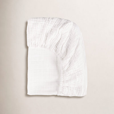 Plain White Organic Muslin Midi Crib Sheet