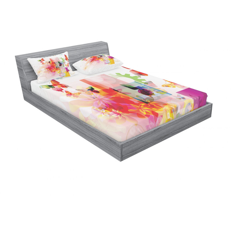 Microfiber Abstract Sheet Set, Full/Double Sheet Set with Fitted Sheet