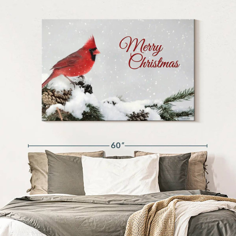 Cardinal Lelend Merry Christmas, H 34 po x l 51 po