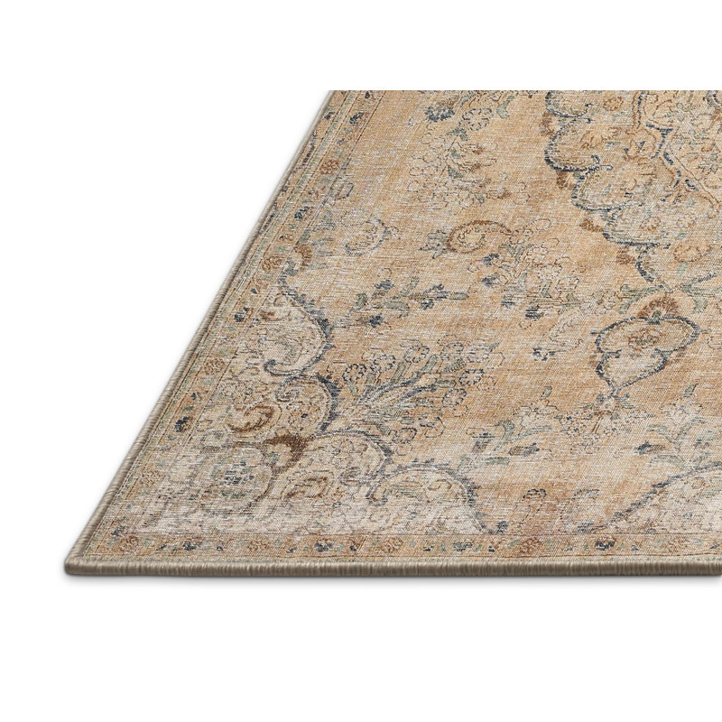 Tapis oriental beige / rose clair en laine, Rectangle 6 pi x 9 pi
