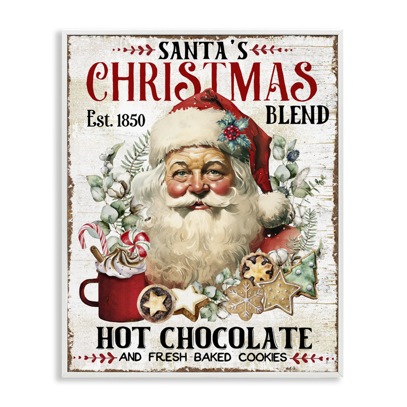 «Santa's Christmas Blend», estampe numérique encadrée par Creatif Belle, Estampe numérique encadrée blanc bord de mer