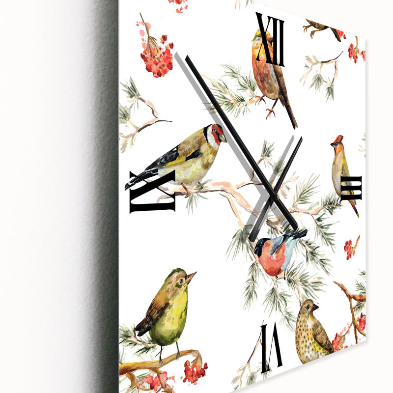 Horloge murale forêt oiseaux sur branches, Petit