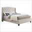Ensemble de mobilier de chambre à coucher, lit à oreilles capitonné 3 pièces avec 2 tables de chevet ivoire, très grand / grand | Bois d'ingénierie | Lits à oreilles-675374547