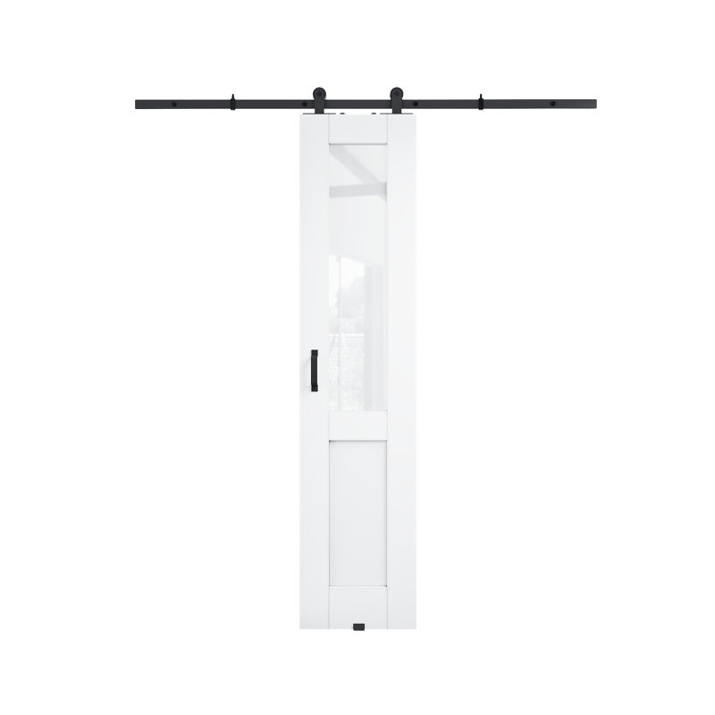 Surface de 24 po x 80 po à demi-dalle blanche préfinie avec toute la quincaillerie de porte de grange, 24in.x 80in.