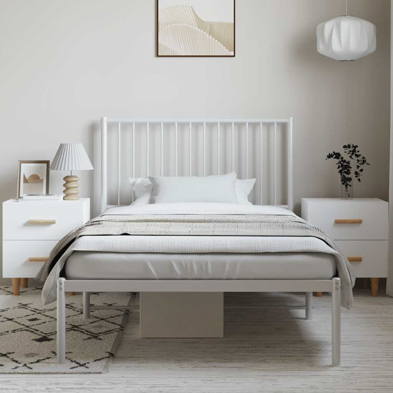Metal Bed Frame, Heavy-Duty, No Mattress, Twin, White