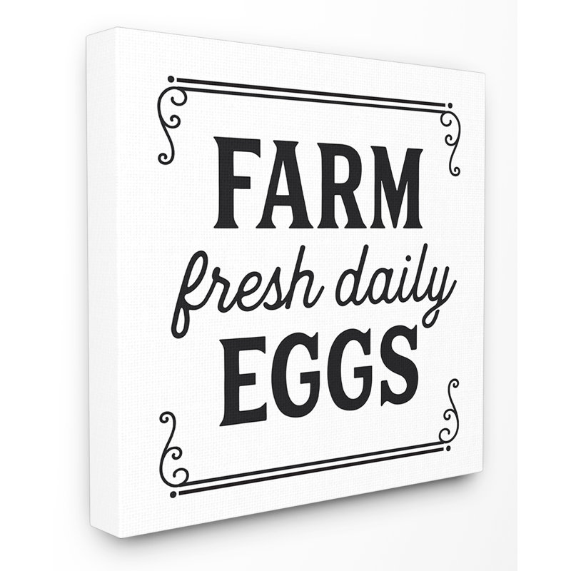 «Farm Fresh Daily Eggs», reproduction d'art textuel sur toile, H 17 po x l 17 po x P 1,5 po, Toile tendue