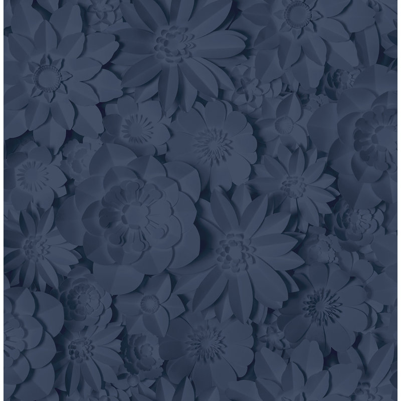 Papier peint floral Dacre, Bleu très foncé