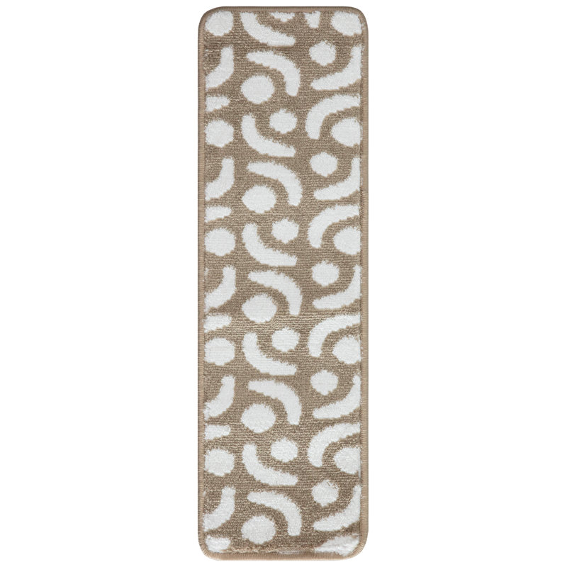 Tapis d’escalier beige doux et beige treillis Allaire