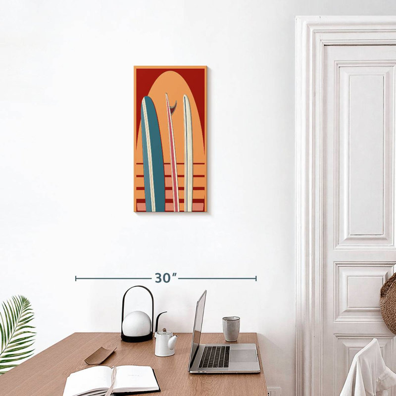 Beach Surfboard Sunset, 24" H x 12" W