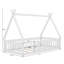 Lit simple pour enfants, lit en forme de tente, lit Montessori avec lattes et rails de clôture, structure de lit en bois-1435808969
