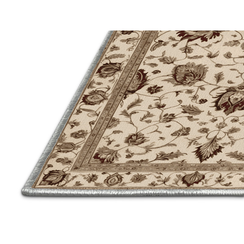 Machine Washable Persian Beige Area Rug, Round 7'