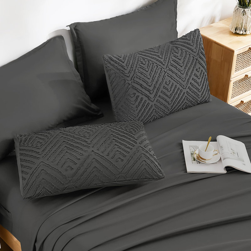 Andency Super King Comforter Set Dark Grey - 7 Pieces Bed in a Bag Super King Bedding Comforter Sets, Tufted Lightweight Fluffy Bed Set with Comforter, Sheets, Pillowcases & Shams
