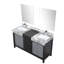 Meuble-lavabo double 60 po En noir et gris, plateau en marbre, robinet, 28 miroirs - teint et aspect gris, marbre gris, à rayures