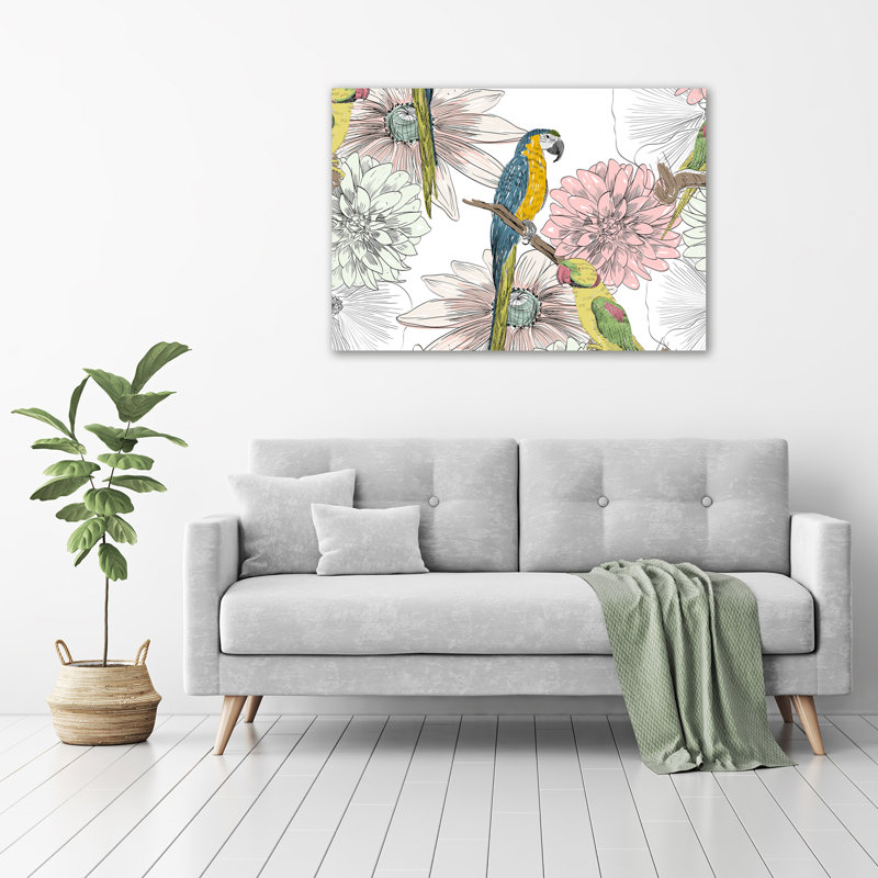 Parrots And Flowers - Print