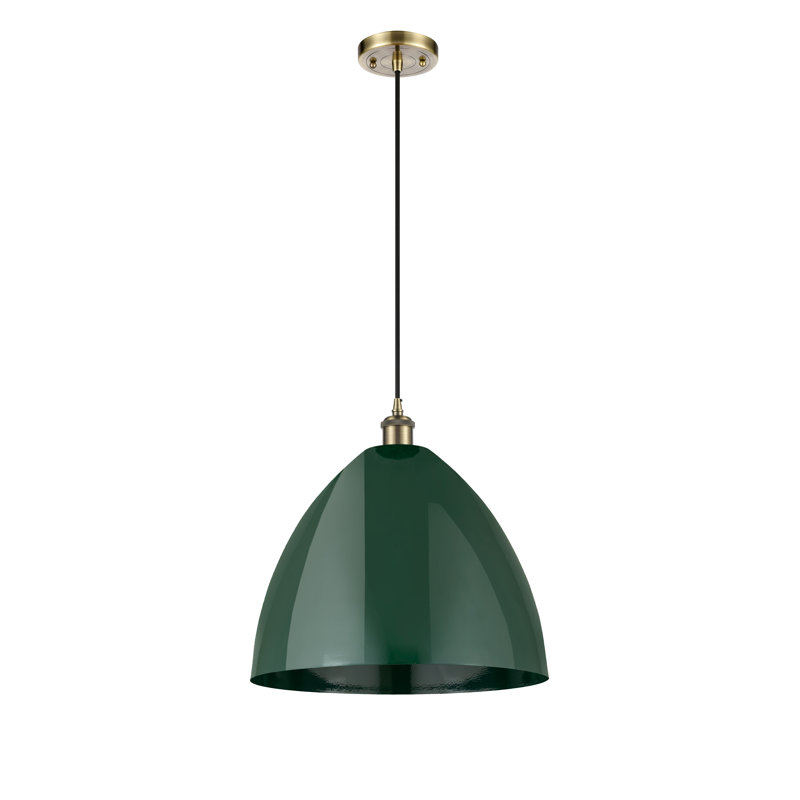 Luminaire suspendu conique 1 lumière, Vert, Bronze clair