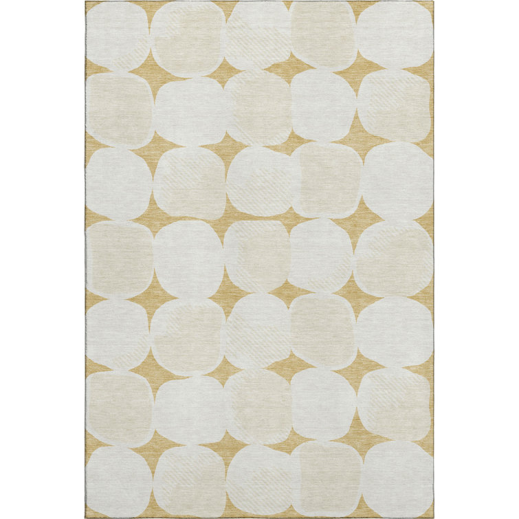 Premium Machine Washable Prisco Gold Rug