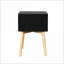 Table de chevet noire moderne Mid-Century avec 2 tiroirs et pieds en bois d'hévéa