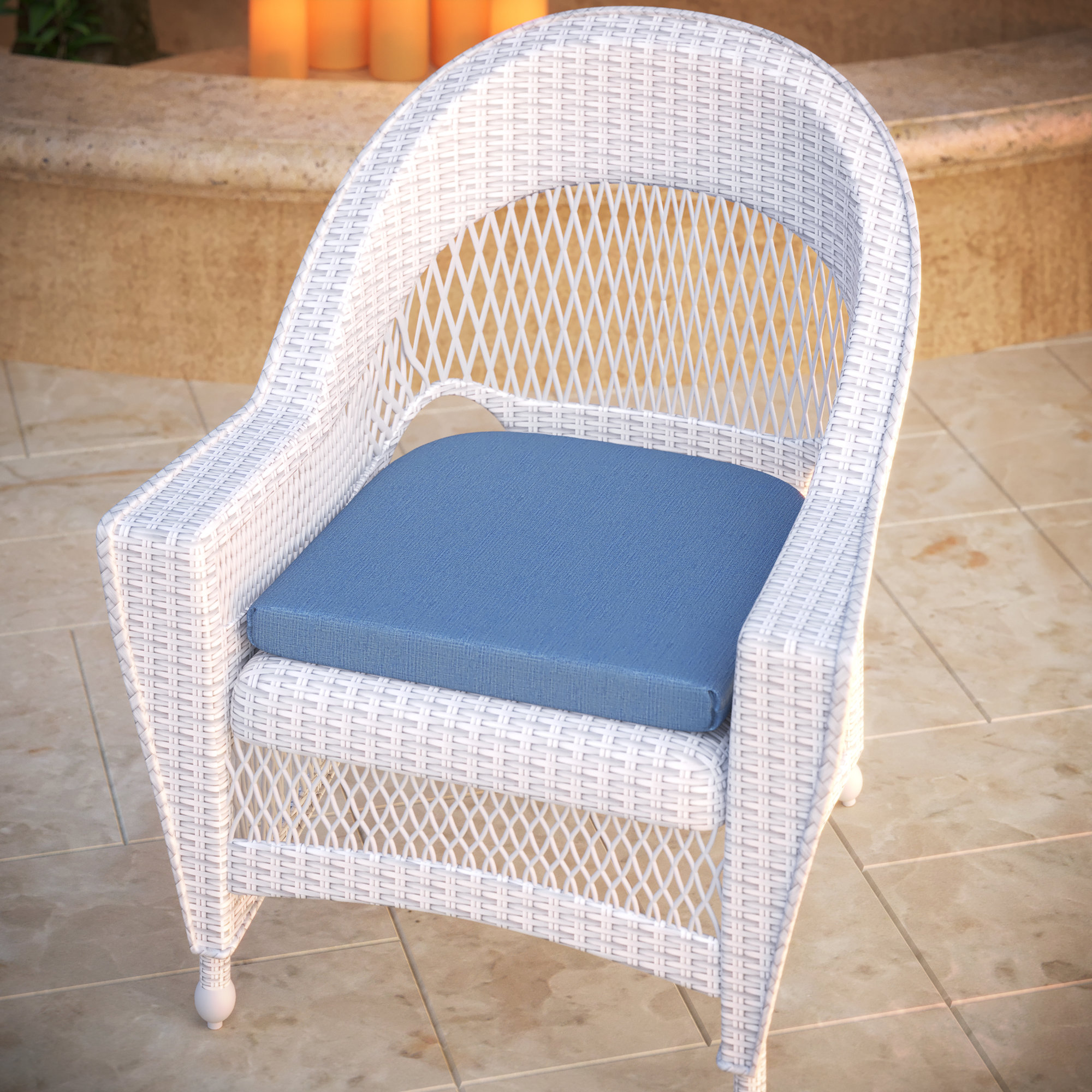 Sunbrella® Dining ChairSeat Pad Replacement Cushion – 18L x 18W x 2.5D, Cast Ocean Sunbrella® Plainweave