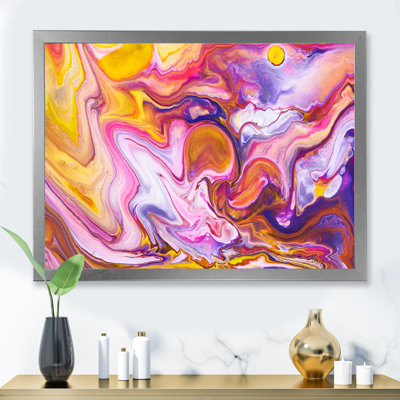 Multicolore et acrylique rose fluide, art moderne sur toile II