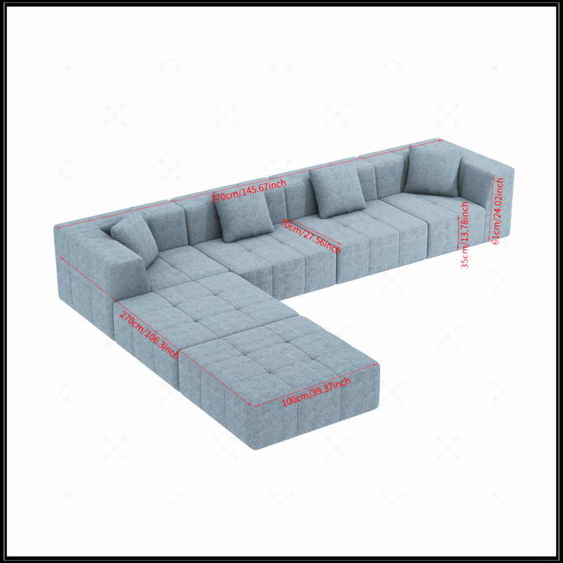 Canapé modulaire simple modulaire moderne avec coussin de dossier amovible pour salon, appartement et sièges confortables