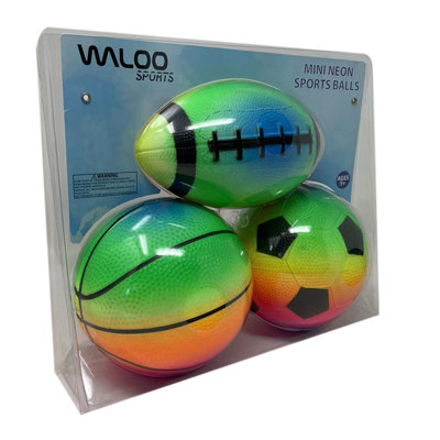 Mini balles de sport d'intérieur et d'extérieur Waloo Sports, 3 pièces - soccer, football, basketball