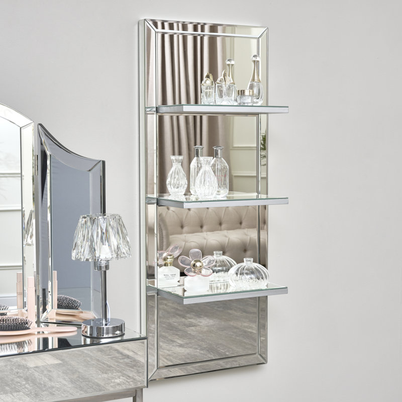 Aaren 3 Piece Glass Accent Shelf with Hooks