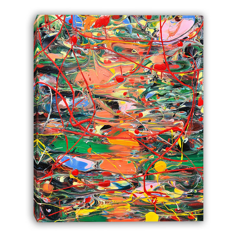 Crimson Thread Motion Wrapped Canvas Wall Art, 36"H x 24"W x 1.5"D
