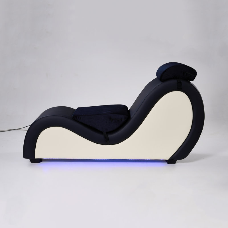 Faux Leather Chaise Lounge, White/Black