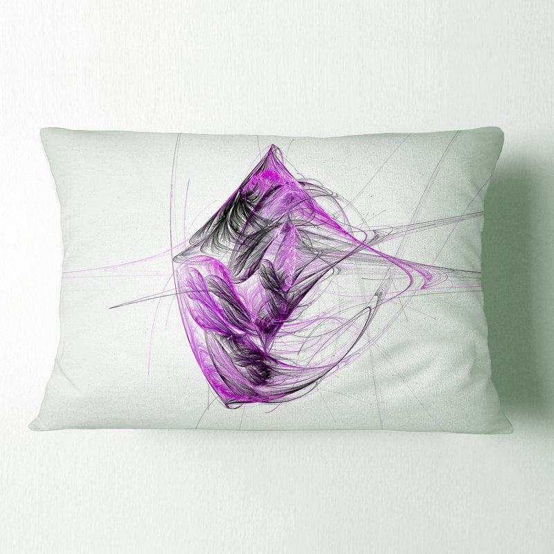 Mauve sur fond blanc fractal - coussin imprimé abstrait