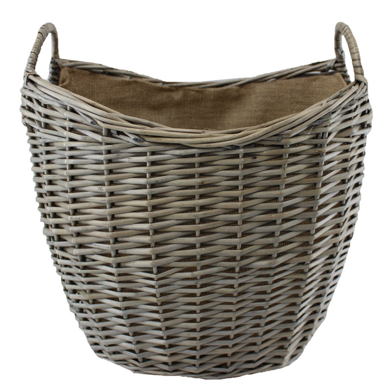 Large Scoop Neck Wicker Storage Basket