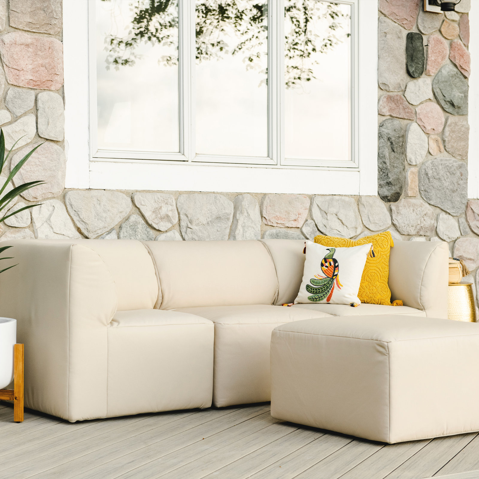 Patio 124" Patio Sectional, 4, Bask Terra